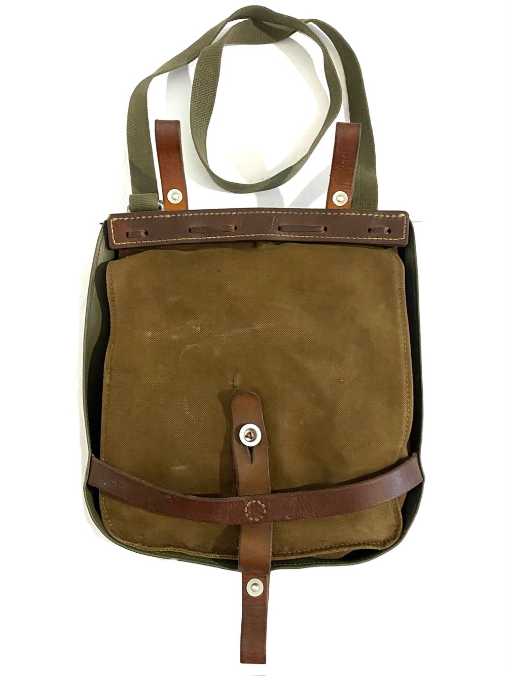 Vintage 1970 H Challandes Swiss Army Small Messenger Bag Canvas Hiking Gorpcore